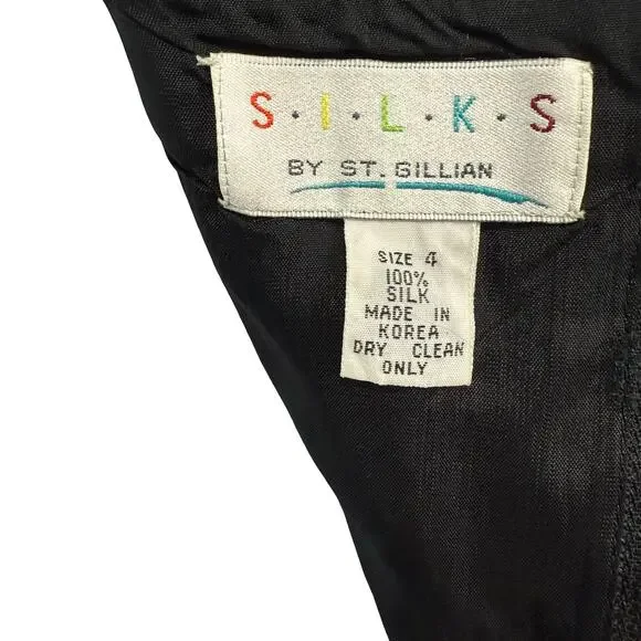 Vintage 80s Pink Black Leopard Ruched Peplum Sleeveless Silk Mini Dress size 4 - Picture 7 of 13